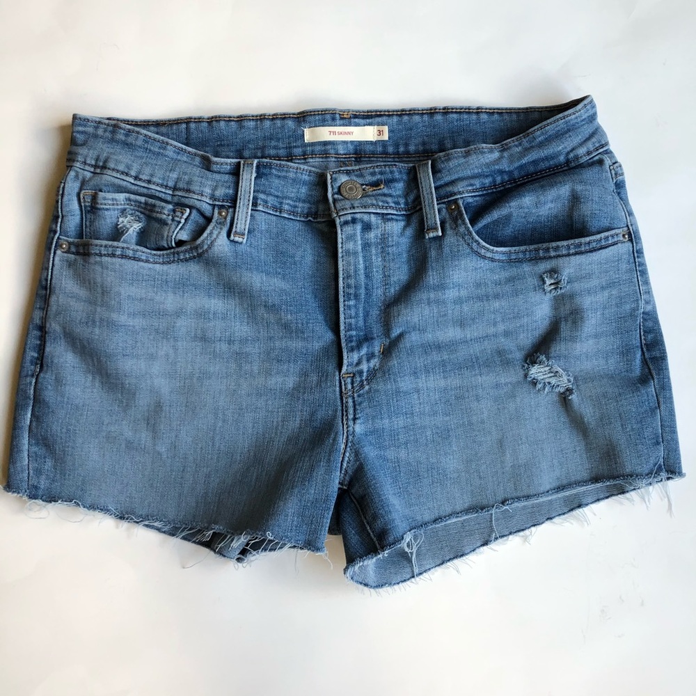 Levi 711 Skinny Denim Cut Off Shorts Size …